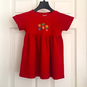 Kelly’s Kids. Baby Girls Red Dress Small Short Sleeves Floral Embroidery